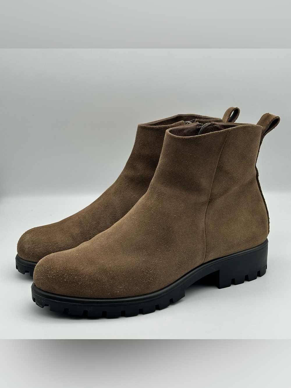 ECCO Modtray Womens Sz 10-10.5/41 Leather Zip Chunky Ankle Boots water Resistant